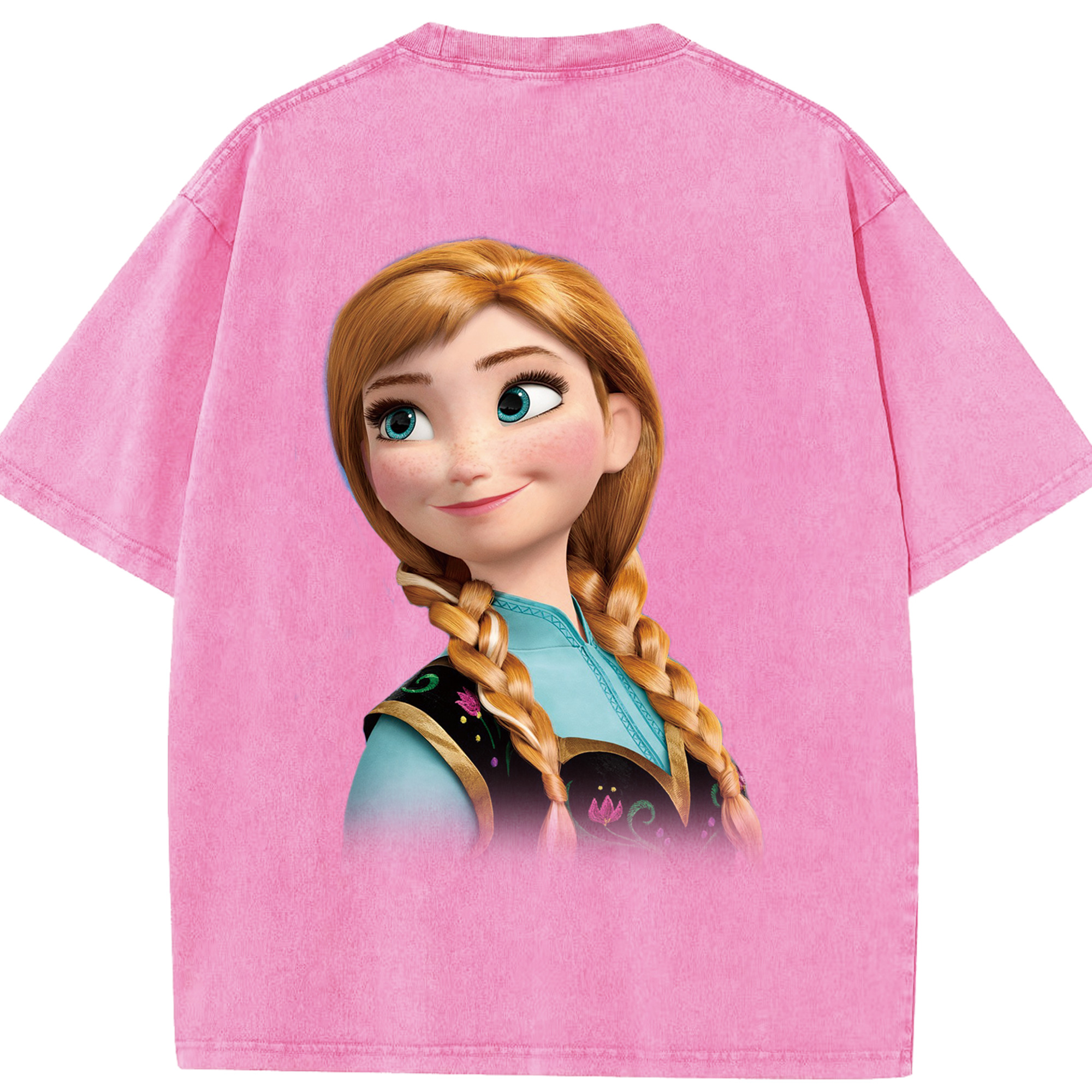 （画像用） アナと雪の女王 アンナ エルサ Frozen Anna Elsa 綿100% ヴィンテージ風 半袖Tシャツ（背面プリント）